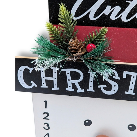 ** SOLD **   Wooden Snowman Days Until Christmas Countdown Decoration - Picture 6 of 13